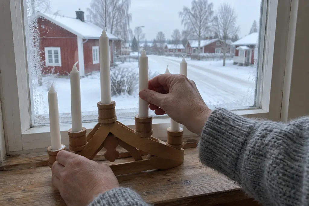 Händer justerar ljus i en ljuskrona vid fönstret, bild till LISTA: Frossa i krim- och thrillers i helgen – 8 filmer och se...